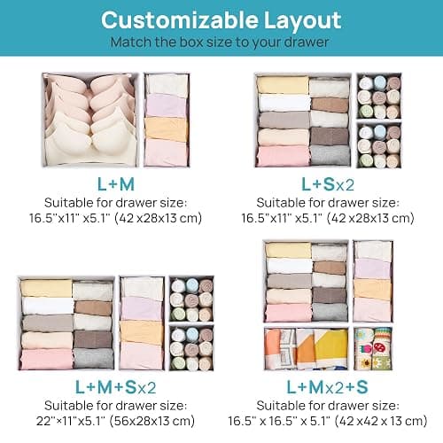 Vtopmart 12 Pack Kleiderschrank Organizer, Faltbare Schrank Organizer Kleiderschrank, Aufbewahrungsbox Stoff für Babykleidung, Unterwäsche, Socken thumbnail 8