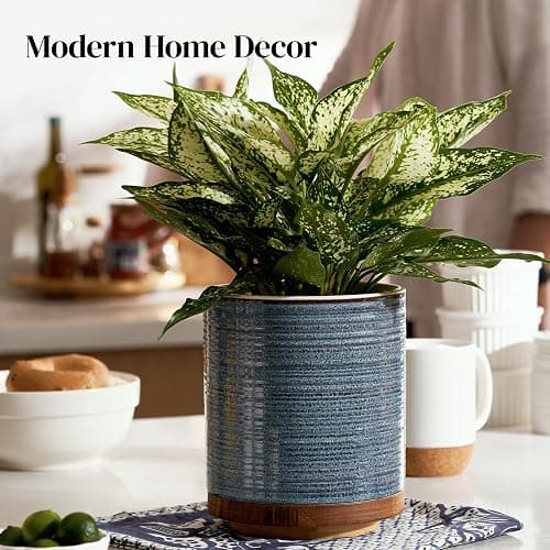 DOWAN 360° Rotating Extra Large Cooking Utensil Holder, 7.6" Kitchen Utensil Holder for Countertop, Utensil Crock for Farmhouse Kitchen Decor, Ceramic Stable Utensil Caddy, Blue thumbnail 7