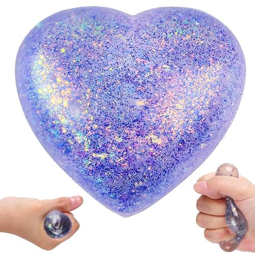 Heart Sugar Ball Stress Balls for Adults (Purple), Malt Sugar Ball Sensory Fidget Toys for Kids, Slow-Rise Squishy Sugar Stress Ball, Heart Shape Squeeze Toys for Stress Relief - Image 1