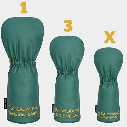 WONXISEN Golf Club Headcover for Drivers, Fairway Woods, Hybrid/Rescue, and Mallet Blade Putter Funny Style Premium Leather Golf Headcovers Set with Embroidery Tags for Men and Women thumbnail 2