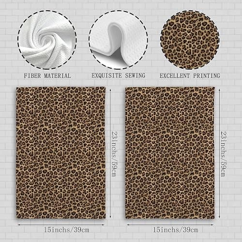 Qeheb Trendy Funky Retro Leopard Kitchen Towels Set of 2, Cheetah Decor Hand Towels for Bathroom, Leopard Print Decorative Dish Tea Towels for Kitchen Decor, Cheetah Bathroom Decor, 16X24In thumbnail 3