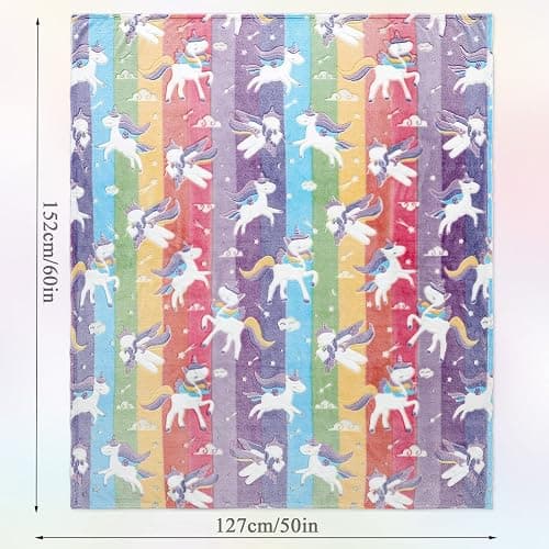 LIFEYJ Glow in The Dark Blanket Unicorns Gifts for Girls,Soft Blanket 3 4 5 6 7 8 9 10 Year Old Girl Gifts,Toddler Girls Toys Age 6-8,Gifts for Grandkids Teens for Christmas Birthday Presents,50"x60" thumbnail 3