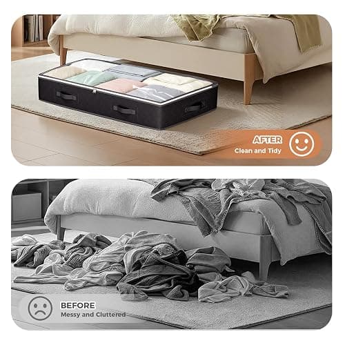 Budding Joy 95L Under Bed Storage, 4 Pack Closet Organizers Black | Underbed Storage Bags for Blankets, Towels, Comforter, Sweaters, Linen Sheets, Wrapping Paper thumbnail 7