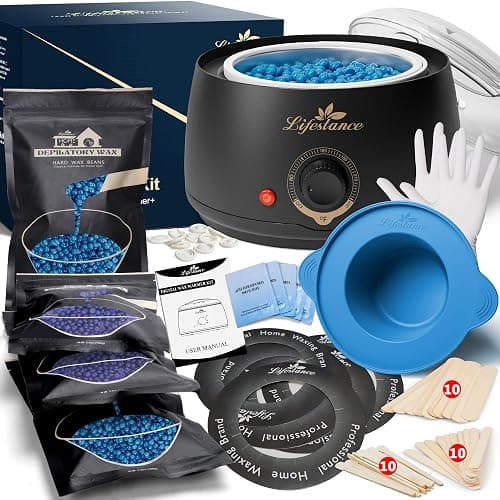 Lifestance Complete Home Waxing Kit, L1 Hard Wax Warmer for Hair Removal, Brazilian Bikini Wax Kit for Women Men, 59 Items, No-Mess Silicone Liner, Wax Heater, Hot Wax Pot for Body Leg Face Eyebrow - Image 1