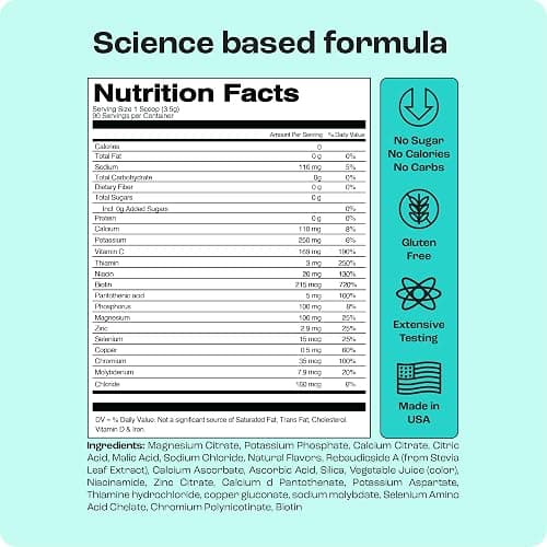 KEY NUTRIENTS Electrolytes Powder No Sugar - Juicy Strawberry Lemonade Electrolyte Powder - Hydration Powder - No Calories, Gluten Free Keto Electrolytes Powder - 90 Servings - Made in USA thumbnail 3
