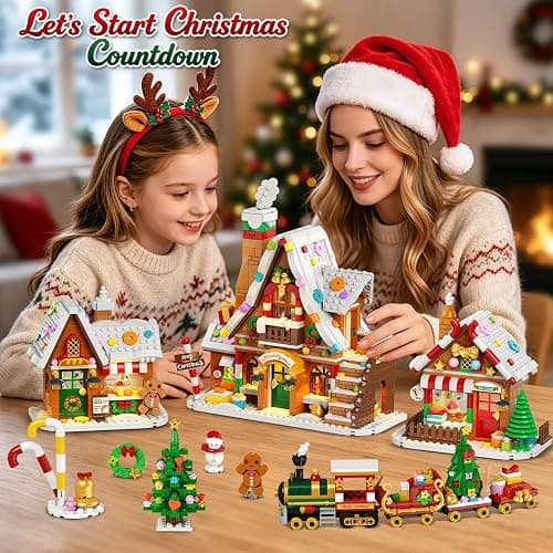 INSOON Advent Calendar 2026 Gingerbread House Mini Building Set with Lights | 24 Days Countdown Christmas Village Building Blocks with Xmas Tree Train, Holiday Gift for Adults Girls Boys Ages 12+ thumbnail 7