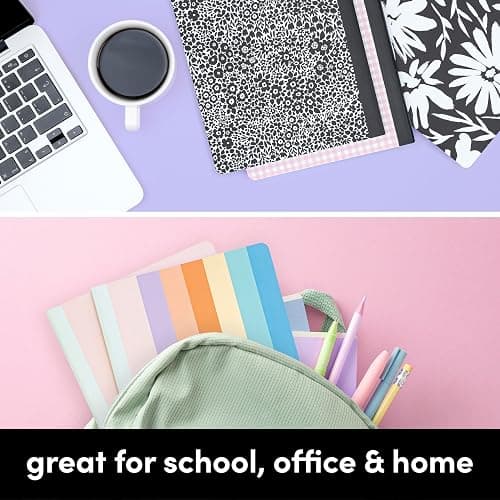 PAPERAGE 3-Pack Composition Notebook Journals, 140 Pages, 3 Unique Decorative Covers with College Ruled Lined Paper, (Pastel Rainbow Gold Foil), 7.5 in x 10 in – Notebooks for School, Office, or Home - 3 - Pastel Rainbow thumbnail 6