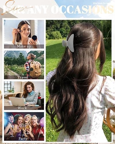 4Pcs Large Acrylic Clips - Big Non-Slip Banana Barrettes for Thick Hair, Strong Hold Jaw Clips for Women Girls thumbnail 6