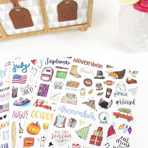 bloom daily planners Holiday Seasonal Planner Sticker Sheets - Vintage Seasonal Sticker Pack - Removable & Repositionable - Over 310 Stickers Per Pack! thumbnail 5