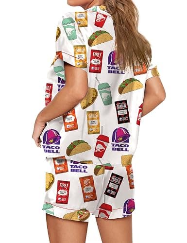 Womens Button Down Pajama Sets Soft Button Down Loungewear 2 Piece Outfits Funny Satin Pjs Shorts Set XXS-XXXL thumbnail 3