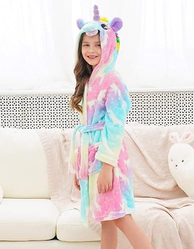 Doctor Unicorn Soft Unicorn Hooded Bathrobe Sleepwear - Unicorn Gifts for Girls thumbnail 5