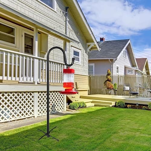 Shepherd Hooks for Outdoor, ToyHotels 1 Pack 78 Inch Bird Feeder Pole with 5 Prongs Base for Hanging Lantern, Hummingbird Feeder, Lightweight Plant, Shepherds Hook for Bird Feeders for Outside - 1 - 78 Inch thumbnail 2