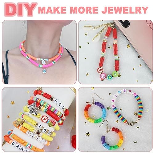 Redtwo 5100 Clay Beads Bracelet Making Kit, Flat Preppy Beads for Friendship Jewelry Making,Polymer Heishi Beads with Charms Gifts for Teen Girls Crafts for Girls Ages 8-12 thumbnail 3