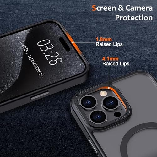 Anuck Case for iPhone 15 Pro Max Case Magnetic Phone Case Compatible with MagSafe, Soft TPU Bumper Hard Translucent Matte Back Slim Fit Shockproof Protective Cover for Men Women Girls - Black thumbnail 3