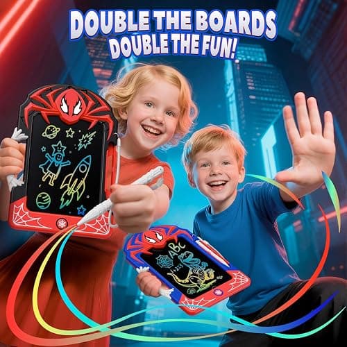 Mirthigig Toys for 2-8 Year Old Boys Kids, 2 Pack Colorful LCD Drawing Writing Tablet with Web Stylus & Grip, Toddler Doodle Board Learning Toys Gifts Birthday Present for 3 4 5 6 7 8 Year Old Boys thumbnail 4