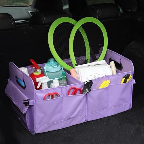 AOKJOY Car Trunk Organizer, Purple, Unisex, Foldable, Non-slip, Adjustable Straps, Multiple Compartments, 600D Oxford Cloth Material thumbnail 4