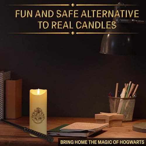 Harry Potter LED Candle with Wand Remote Control Hogwarts Crest Flameless Light for Kids 16ft Spell-Cast Range Room Decor Display Nightlight Gifts thumbnail 4