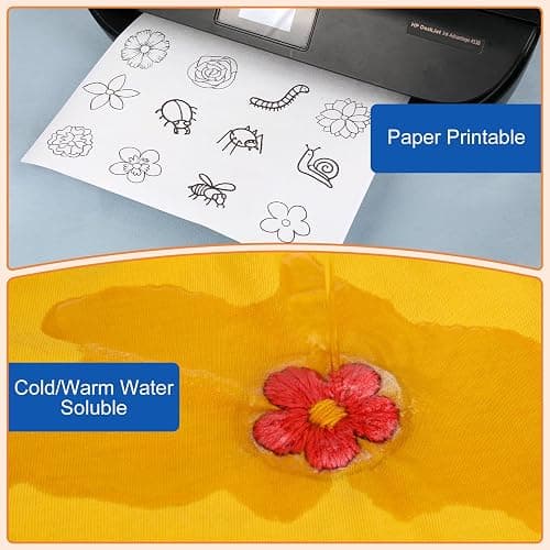 FURWEY 12PCS Printable Water Soluble Embroidery Stabilizer 8.5"x11" Self Adhesive Wash Away Stabilizer Paper for Hand & Machine Embroidery thumbnail 4
