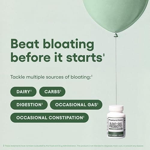 Physician's CHOICE Bloat & Gas Probiotic 5-in-1 Proactive Support + Daily Relief - Digestion & Gut Health- Herbals, Digestive Enzymes, Post & Prebiotics - Gas Relief for Adults - Women & Men - 30ct thumbnail 5