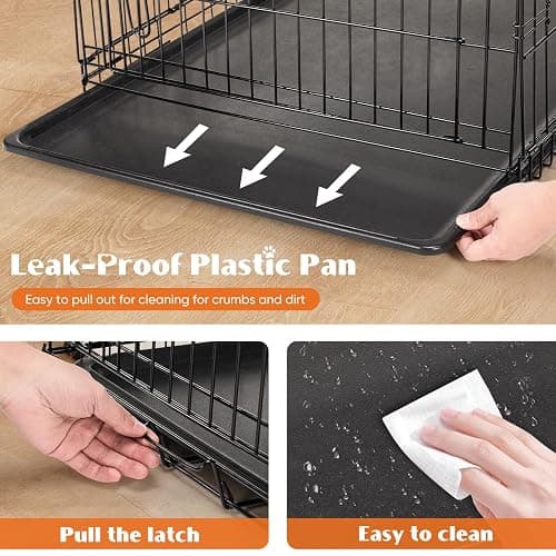 Sweetcrispy 36 Inch Dog Crate, Medium Dog Cage, Foldable Puppy Pet Kennel | Double Door, Metal Kennel, Secure Lock, Removable Tray, Indoor Outdoor Training Travel thumbnail 3