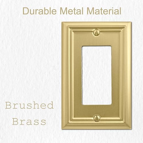 OKAWYC Single Decorator Light Switch Cover Adler Metal Wall Plate, 4-Pack Brushed Brass 1 Gang Single Rocker, for Receptacle Dimmer Switch GFCI Outlet Decorative Wallplate, Durable thumbnail 4