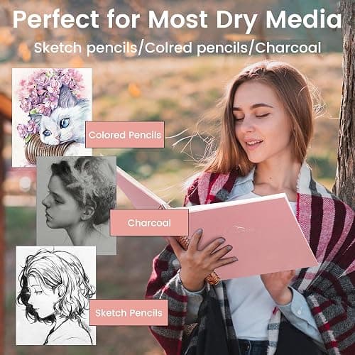 Hardcover Sketchbook for Drawing Spiral Sketch Book for Adult Kids 8.5 x 11 | 120 Sheets, 100gsm 68lb, Pink Large Spiral Bound Sketch Pad Premium Drawing Paper Book Artist's Sketchbook for Gift Ideas thumbnail 3