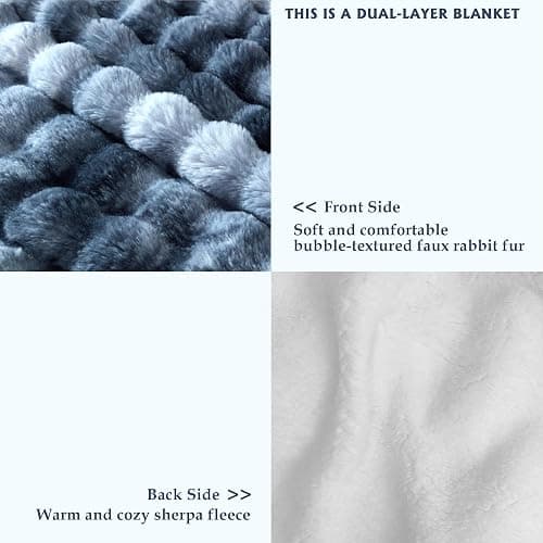 Serenhom 50x60 Inches Ultra-Soft Fuzzy Faux Fur Plush Throw Blanket - Thick, Warm Sherpa for Couch, Sofa, Bedroom, Camping - Decorative Blanket for Cozy Warmth, Bubble Dark Blue Tie Dye thumbnail 3