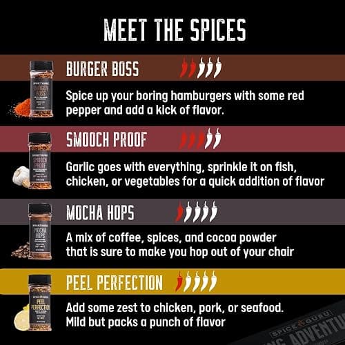 Spice Guru Grill Seasoning Gift Set - 4 Flavor BBQ Seasonings and Rubs - Christmas Gifts for Men Who Cook - BBQ Rub Gift Set - Christmas Grilling Gifts for Men - Gifts for Dad - Gifts for Him thumbnail 2