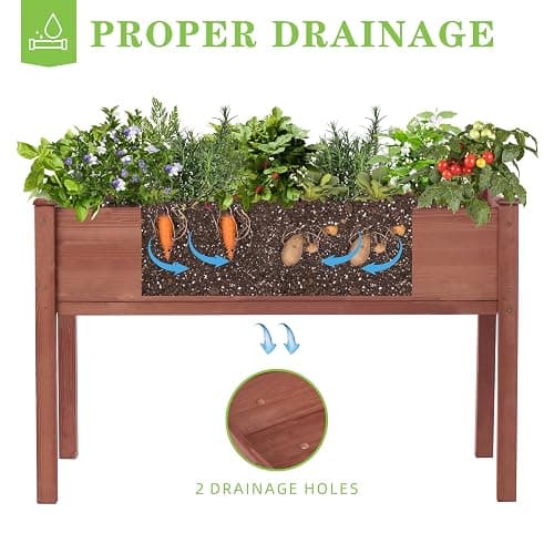 Raised Garden Bed with Legs, 48x24x30'', Outdoor Wood Elevated Planter Box, Thick Legs, w/Liner thumbnail 6