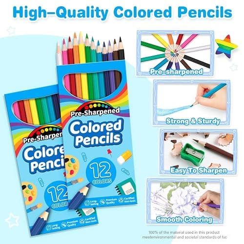 Jyusmile 432 Count Colored Pencils Bulk, Pre-sharpened Coloring Pencils for Kids, 36 Pack 12 Assorted Colors with Sharpener, Bulk School Supplies for Teachers, Classroom Prizes, Drawing Art Supplies thumbnail 4