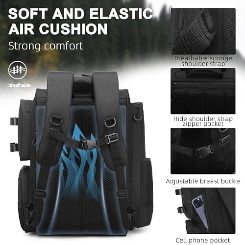 WANOON Fishing Backpack, fishing bag with Rod Holders. Large tackle Backpack Strong Materials thumbnail 6