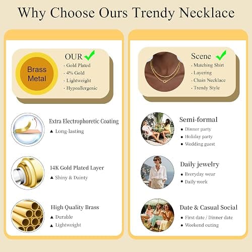 CHESKY Layered Necklaces for Women, 14K Gold Plated Chain Necklace Women Trendy Cuban Link Paperclip Chain Toggle Clasp Necklace Fashion Chunky Jewelry for Women thumbnail 4