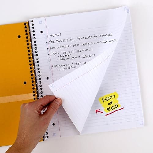 Five Star Spiral Notebook + Study App, 3 Subject, College Ruled Paper, Fights Ink Bleed, Water Resistant Cover, 8-1/2" x 11", 150 Sheets, Black (72069) - Black - 1 Count (Pack of 1) thumbnail 4