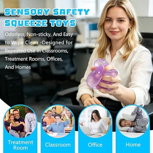 2 Pcs Coconut Oil Squishy, Shapeable No Rebound Stress Relief Ball, Fun Sensory Fidget Toy, Study Work Relaxation Desk Decor, Fun Anxiety Gift for Adults & Kids(Blue+Pink) thumbnail 6