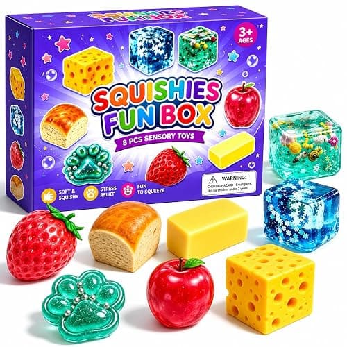 8-Piece Squishy Fun Box Mystery Set, Blind Box Malt Sugar Creative Slow Return Squishies Relief Hand Relax Desk Decor Party Favor Gifts for Adult (Style 1) - Image 1