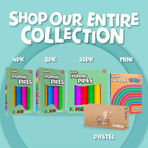 BUNMO Stocking Stuffers for Kids - Pop Tubes - Sensory Toys - Toddler Toys - Imaginative Play & Stimulating Creative Learning - Stocking Stuffers for Toddlers - 8 Pack Large thumbnail 5