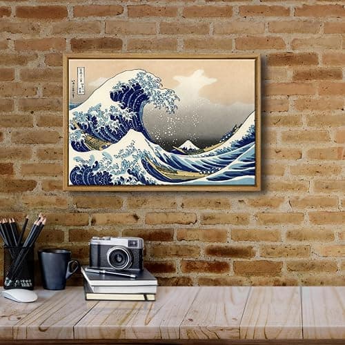 Wieco Art Framed Art Great Wave of Kanagawa Katsushika Hokusai Giclee Canvas Prints Wall Art Abstract Seascape Paintings for Home Living Room Decorations thumbnail 4
