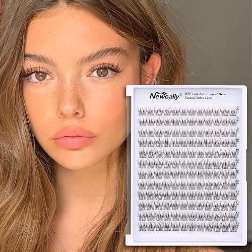 Natural Lash Clusters Kit DIY Eyelash Extension Kit Wispy Eyelash Clusters Individual Lashes Extension Kit CC Curl 9-11MM Lash Bond and Seal Tweezers for Beginner by Newcally thumbnail 6