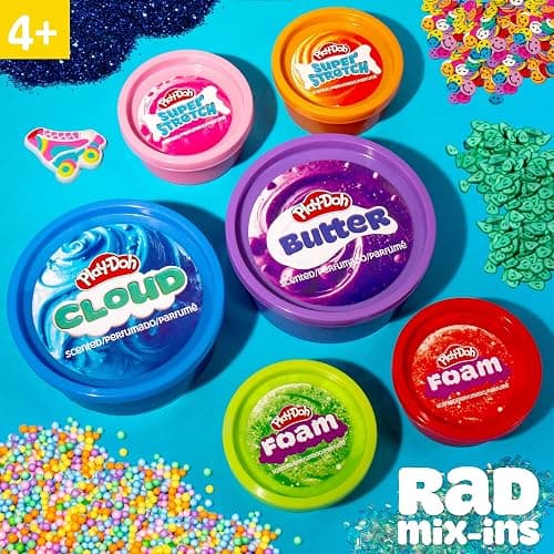 Play-Doh Retro Mix & Play Scented Slime for Kids, 6-Pack Variety, Cloud, Butter, Foam, Super Stretch, (Blue Raspberry, Grape, Watermelon, Orange, Strawberry, Cherry) Popular Toys, Gifts & Party Favors thumbnail 7