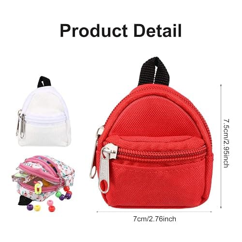 Skylety 10 Pcs Doll Backpacks Mini Doll Zipper Backpacks Girl Cute Dollhouse Accessory for Daily Supplies thumbnail 3