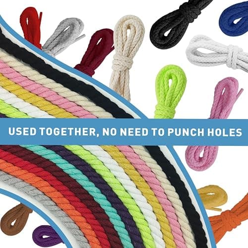 UamGlsob Thick Rope Shoe Laces for Air Force 1, 10mm/15mm Wide Round Cotton Chunky Shoelaces Replacement Strings for Sneakers thumbnail 7
