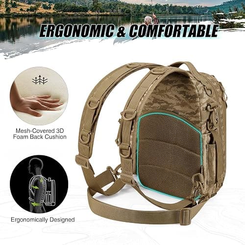 Piscifun Fishing Tackle Backpack with Rod & Gear Holder, Lightweight Outdoor Water-Resistant Fishing Shoulder Storage Bag thumbnail 3