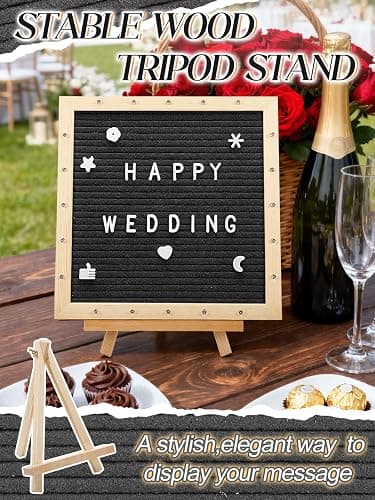 10×10" Light up Felt Letter Board, Custom Message, First Day of School Sign | Aulock, with Changeable Letters & Tripod, Will You Be My Girlfriend Sign, Baby Announcement Sign, Classroom Decor, Black thumbnail 6