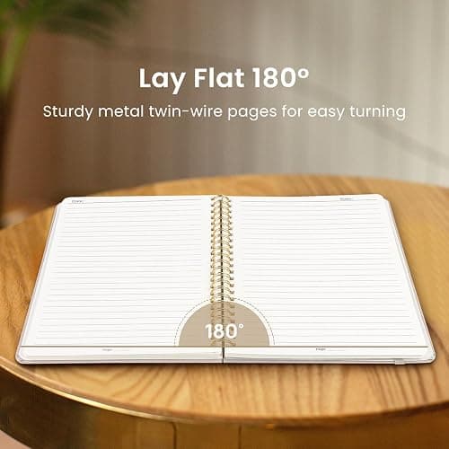 Taja Lined Spiral Journal Notebook for Women & Men, 140 Pages, College Ruled Hardcover Notebook for Work & Note Taking, Journals for Writing, A5(5.7" x 7.9") – Beige thumbnail 4