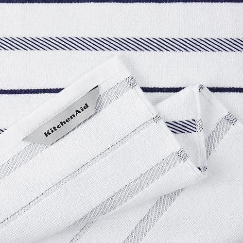 KitchenAid Albany Kitchen Towel 4-Pack Set, Cobalt Blue/White, 16"x26" thumbnail 5