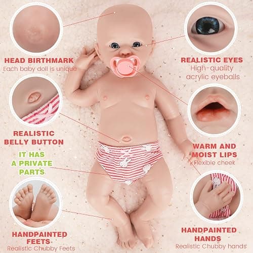 IVITA 20 inch Reborn Silicone Baby Dolls Girl Lifelike Real Newborn Real Life Babies for Kids Ages 3+ Best Birthday Present Stress-Relief Toy thumbnail 5