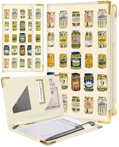 Slohif Server Book for Waitress Cute Serving Books with Zipper Pocket Accessories Leather Server Check Book Restaurant Waiter Server Booklet Organizer Ticket Book Holder Food - Image 1