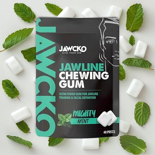 JAWCKO Ultra-tough Jawline Chewing Gum | Get a Stronger, Squarer Jawline | Mighty Mint Jaw Training Hard Gum | Chisel, Sculpt, Tone your Jaw | 15X Hardness | Facial Fitness Mewing Gum | 40 Pieces/Pack thumbnail 7