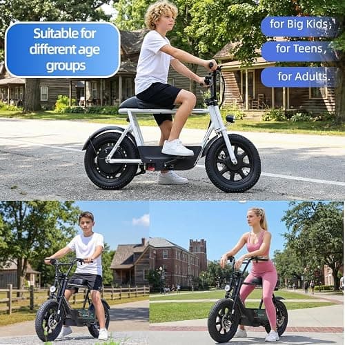 Caroma Peak 1200W Electric Scooter with Seat, 16" Fat Tire Electric Dirt Bike, Max 30Miles Ranges, Top Speed 20Mph, Electric Motorcycle Mini Bike with Basket for Pets & Cargo, UL 2272 Certified thumbnail 2