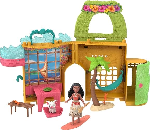 Mattel Disney Princess Toys, Moana Storytime Stackers Doll House with Moana Small Doll, 1 Animal Friend & 9 Accessories, Inspired by Disney Movie - Image 1